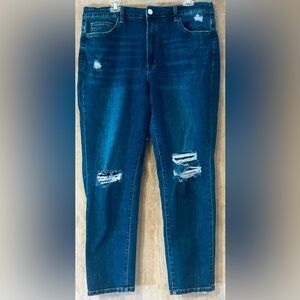 Vervet High-Waisted Distressed Straight-Leg Jeans – Size 16